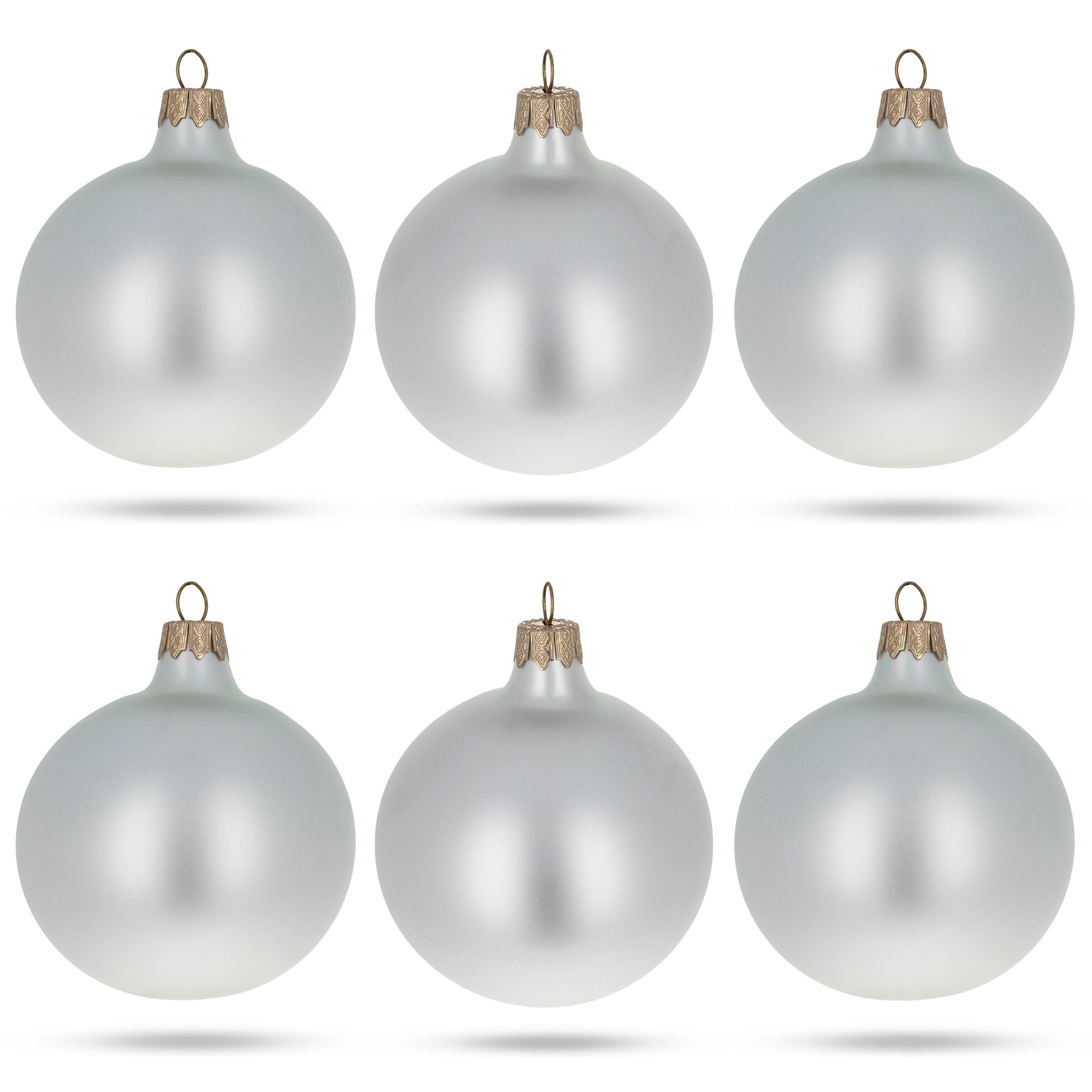 Set of 6 Matte White Glass Ball Christmas Ornaments 3.25 Inches