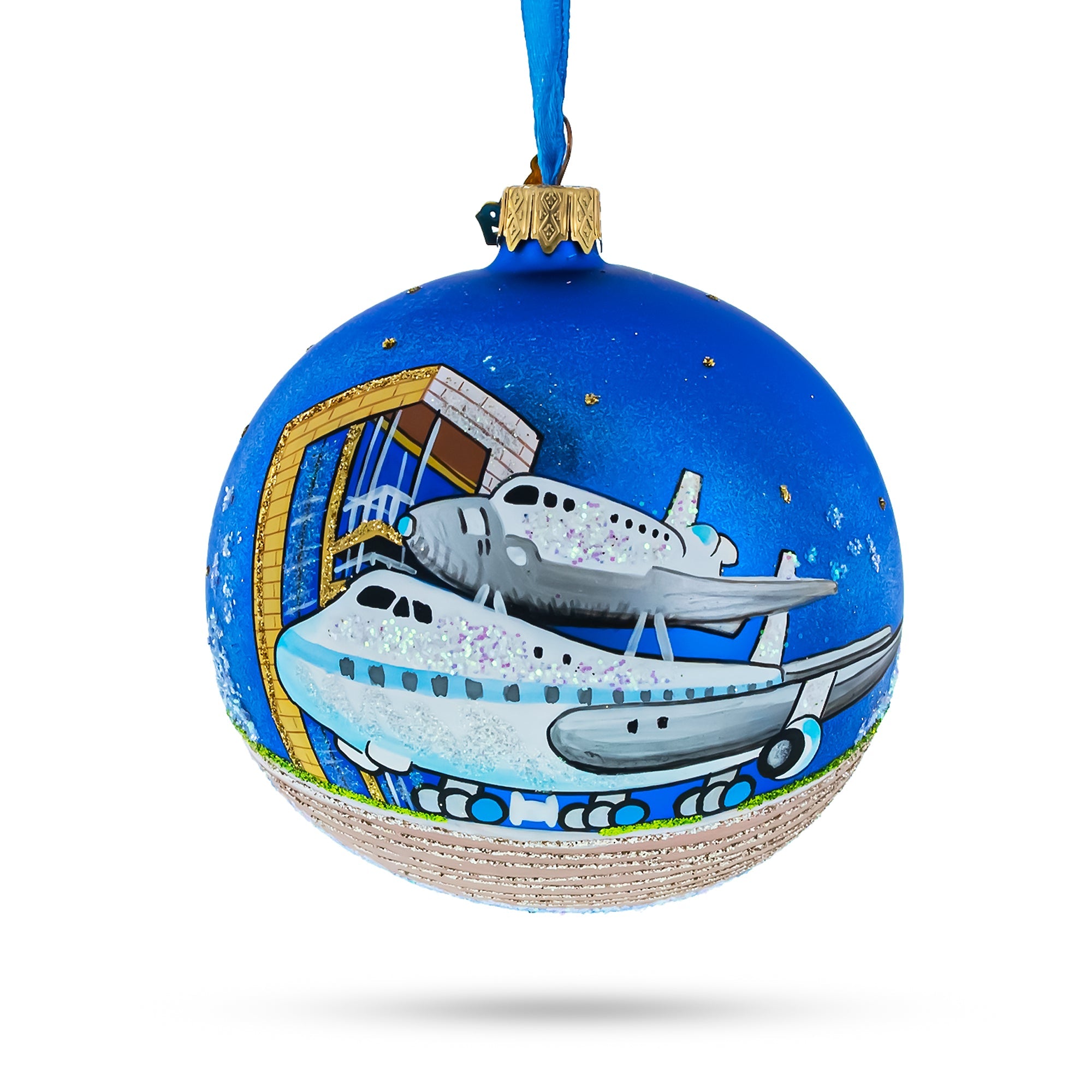 Space Center, Houston, Texas, USA Glass Ball Christmas Ornament 4 Inches