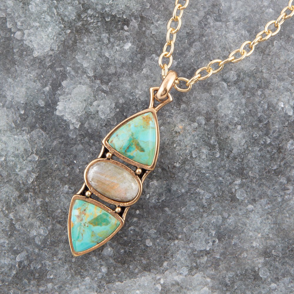 Labradorite and Turquoise Pendant Necklace Barse Jewelry