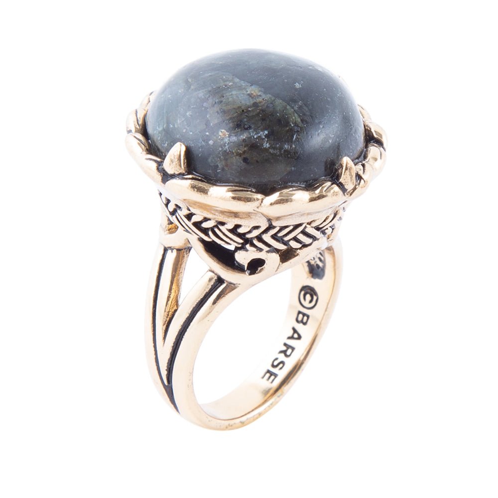 Black Labradorite and Golden Statement Ring Barse Jewelry
