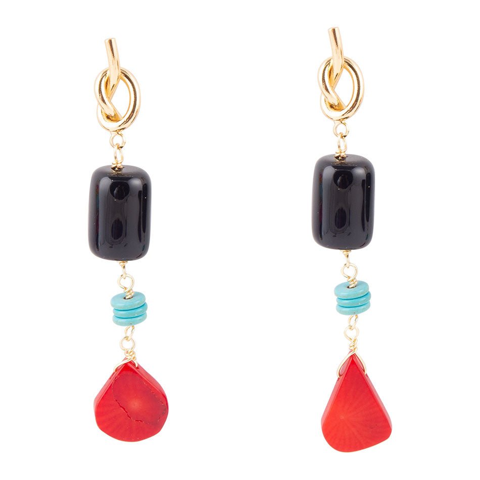 Lapis and Coral Post Drop Earrings Barse Jewelry
