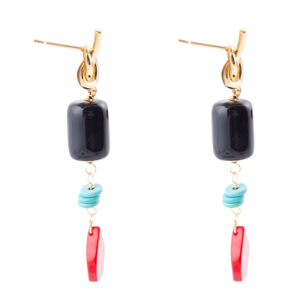 Lapis and Coral Post Drop Earrings Barse Jewelry