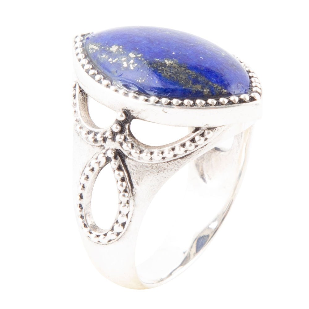 Blue Lapis and Sterling Silver Marquis Ring Barse Jewelry