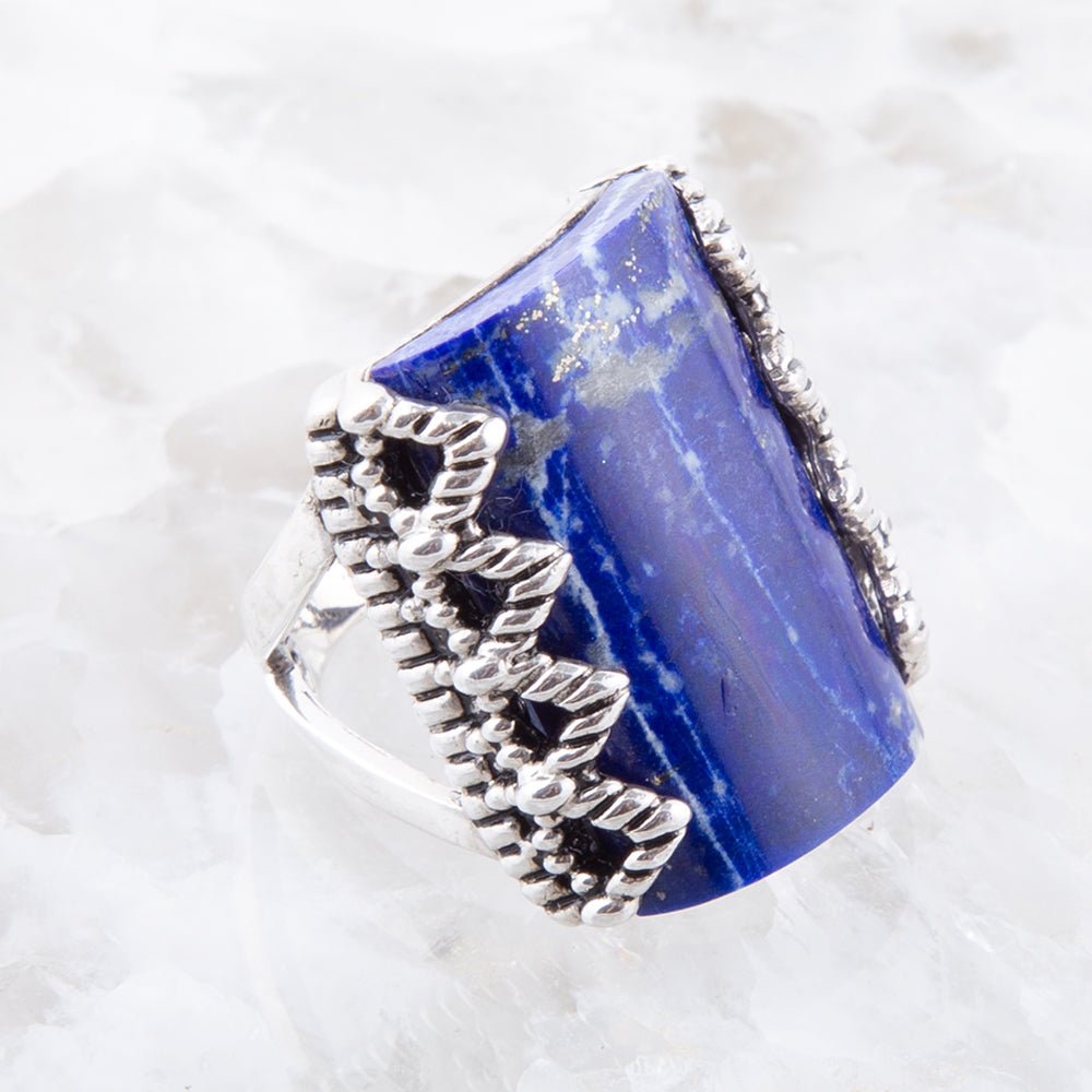 Blue Lapis Slice and Sterling Silver Ring Barse Jewelry