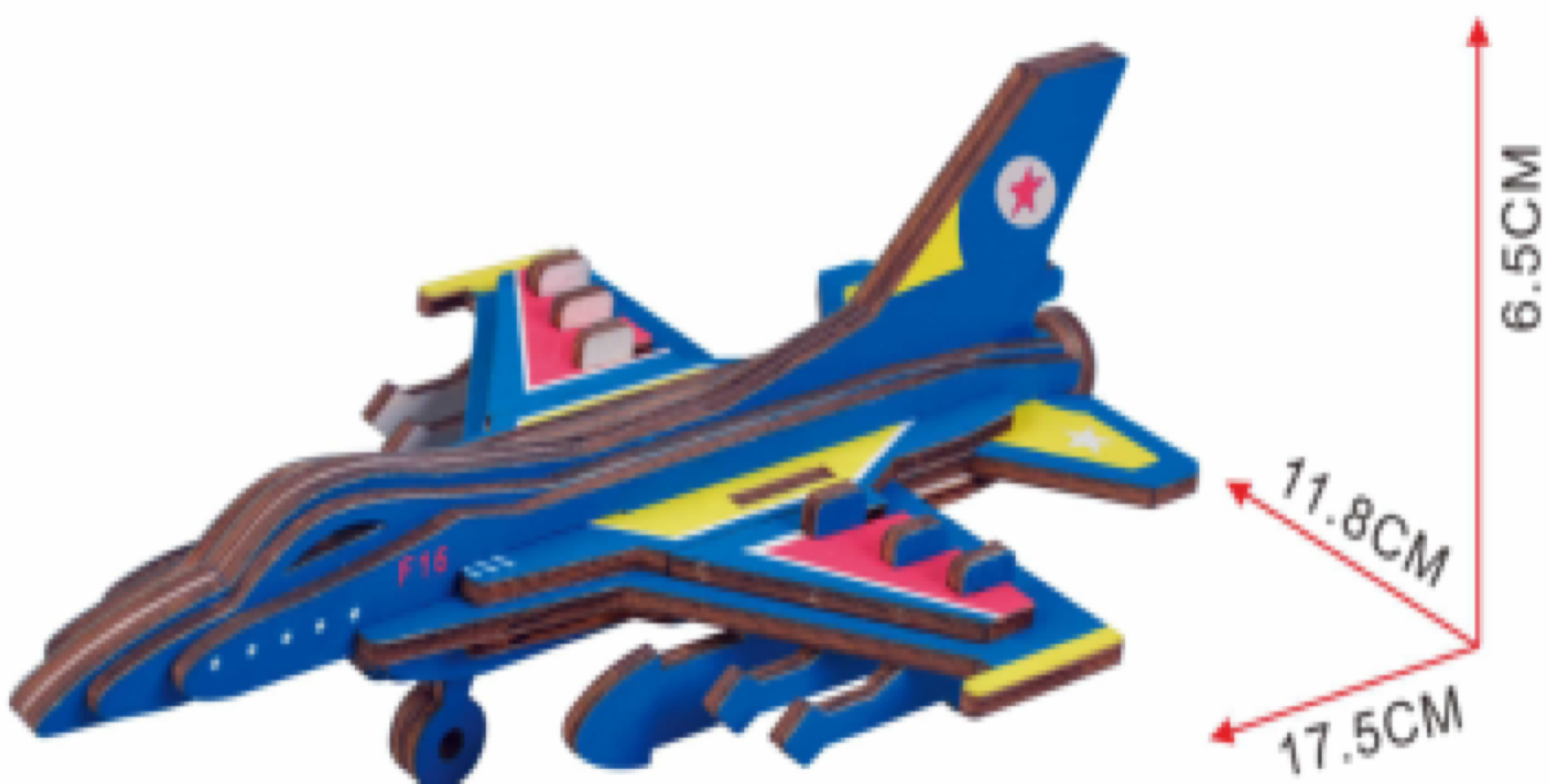 F-16 Fighter Plane Model Kit - Wooden Laser-Cut 3D Puzzle (23 Pcs) BestPysanky