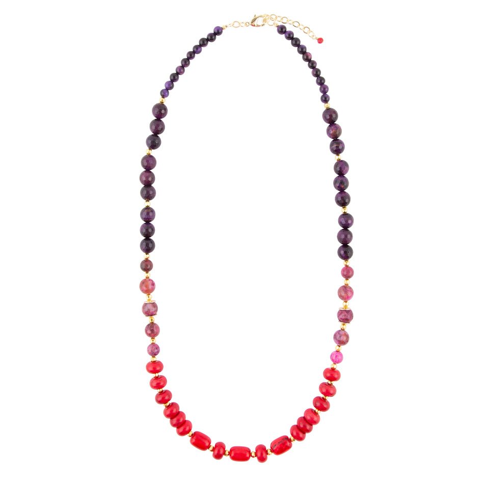 Le Rouge Red Magnesite Multi-Stone Long Necklace Barse Jewelry