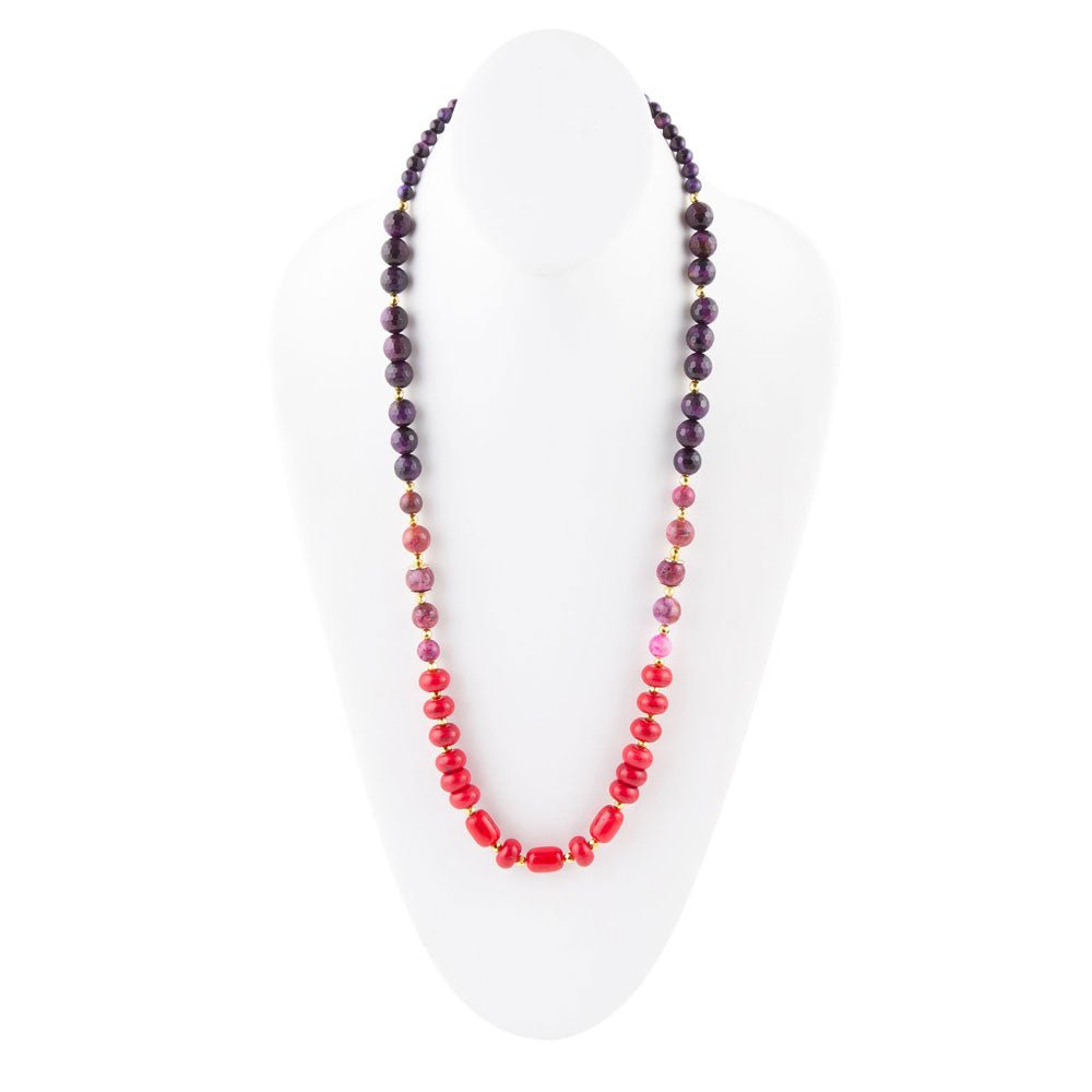 Le Rouge Red Magnesite Multi-Stone Long Necklace Barse Jewelry