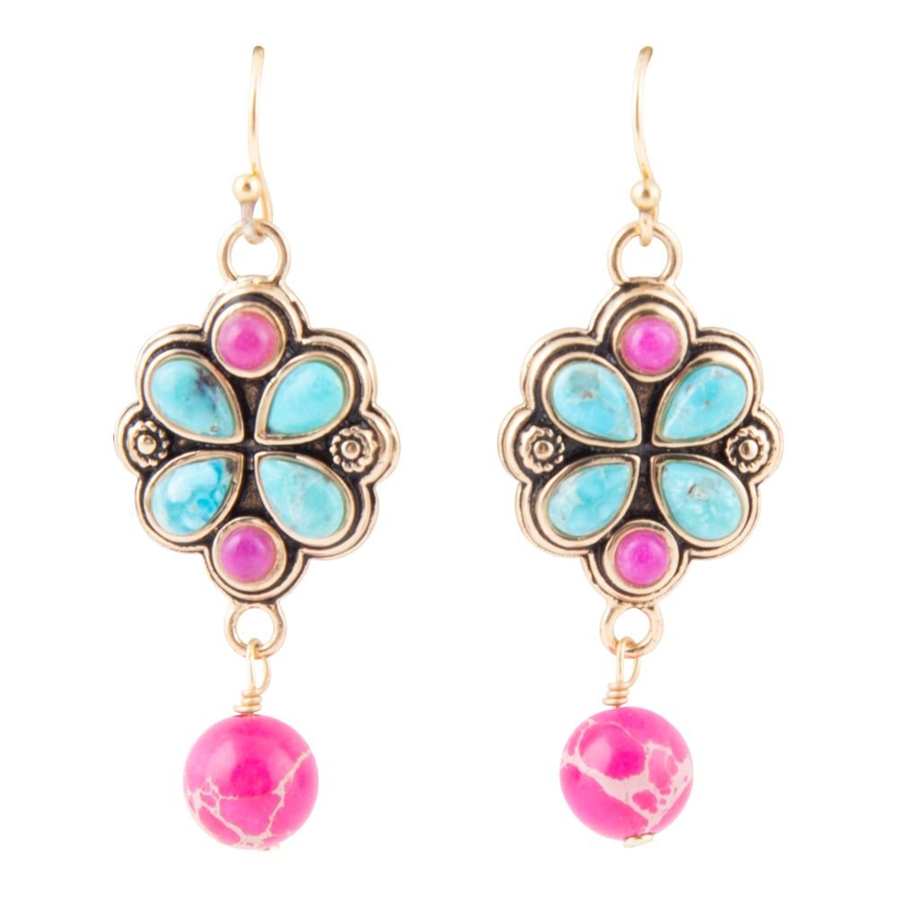 Legacy Pink Agate Golden Drop Earrings Barse Jewelry