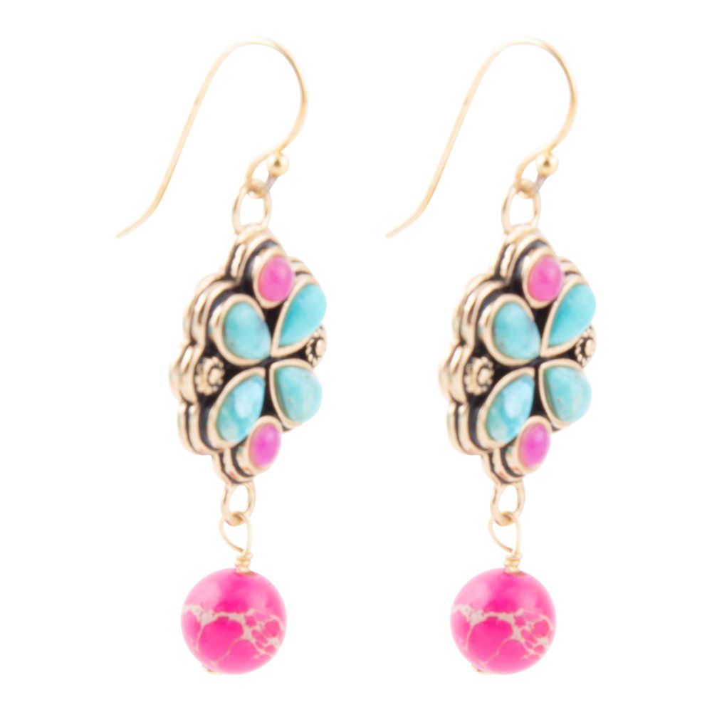 Legacy Pink Agate Golden Drop Earrings Barse Jewelry
