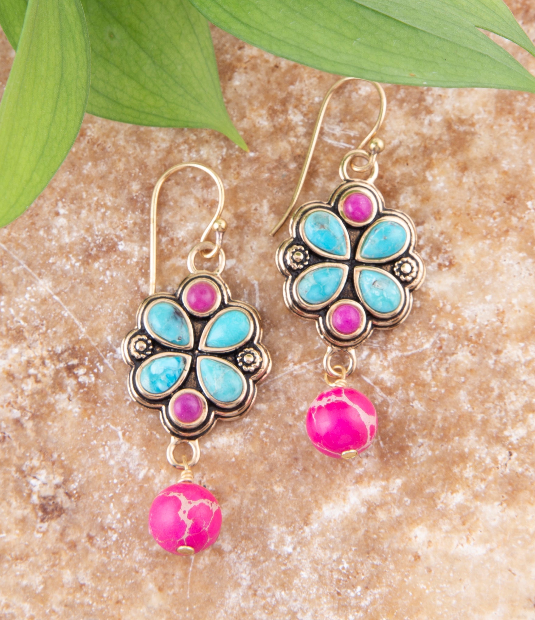 Legacy Pink Agate Golden Drop Earrings Barse Jewelry