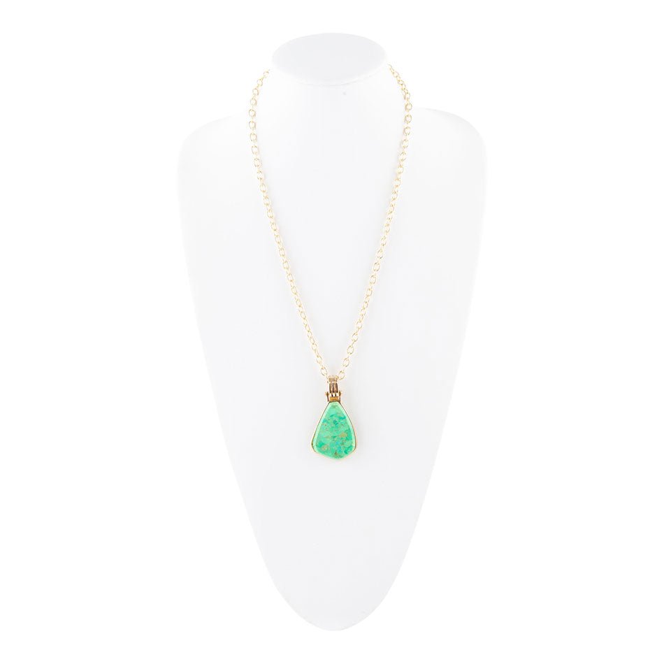 Lime Turquoise Golden Pendant Necklace Barse Jewelry