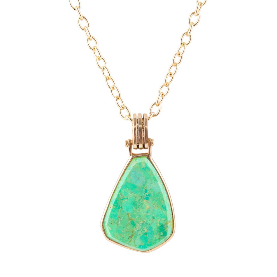 Lime Turquoise Golden Pendant Necklace Barse Jewelry