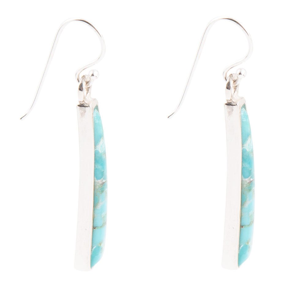 Line Blue Turquoise Sterling Silver Drop Earrings Barse Jewelry