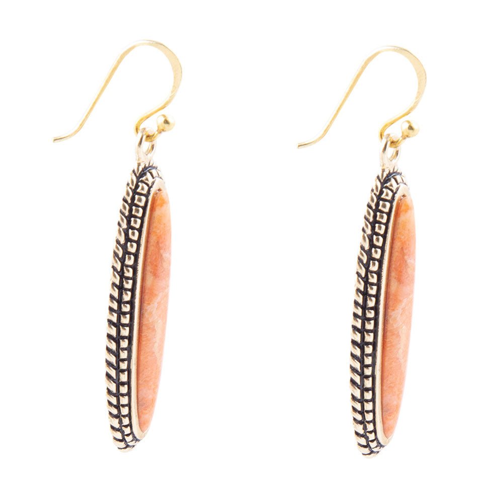 Linear Orange Coral Earring Barse Jewelry