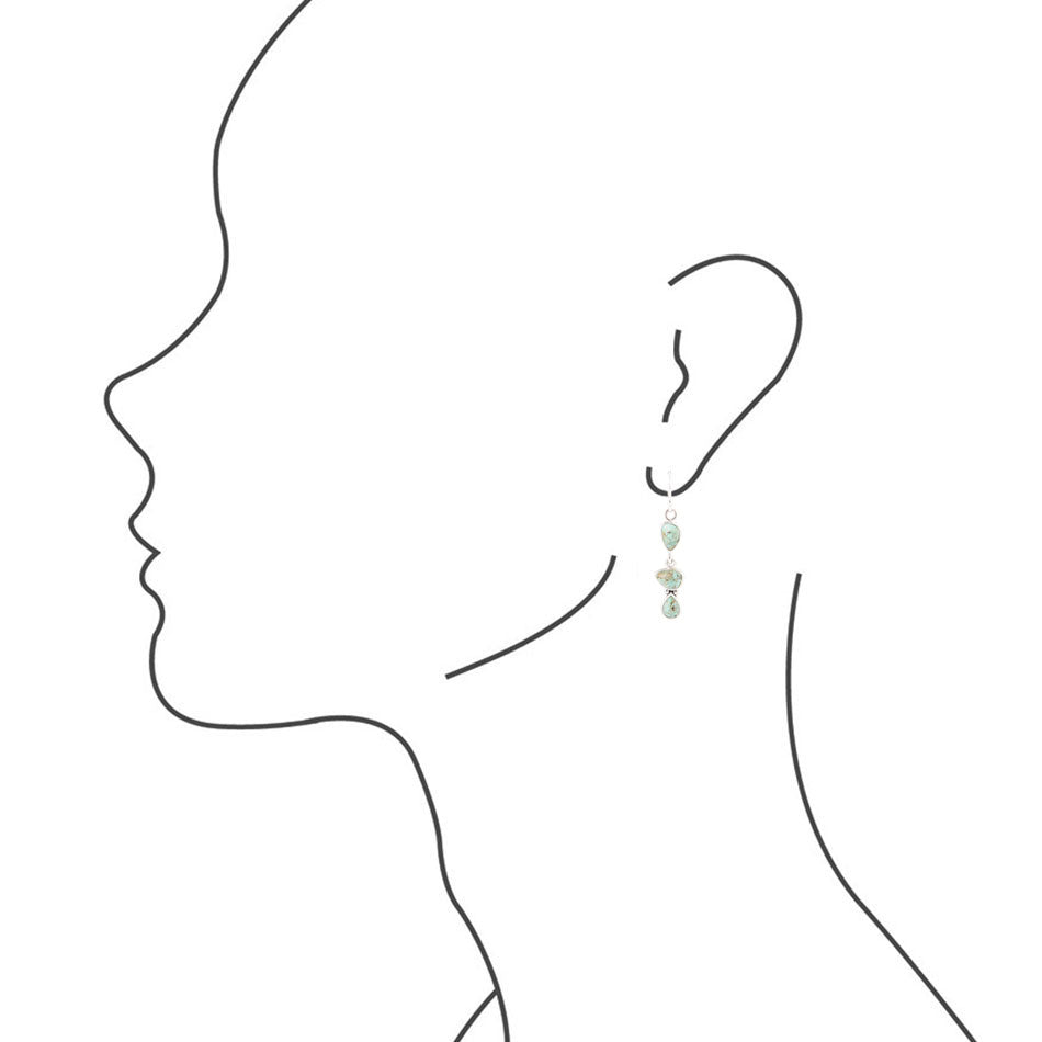 Linear Triple Stone Blue Turquoise and Sterling Silver Earrings Barse Jewelry