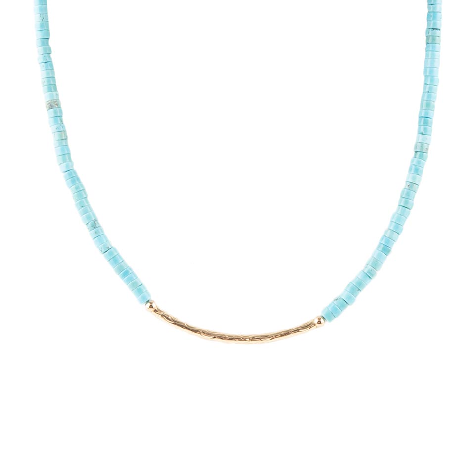 Little Bit Turquoise Golden Bar Necklace Barse Jewelry