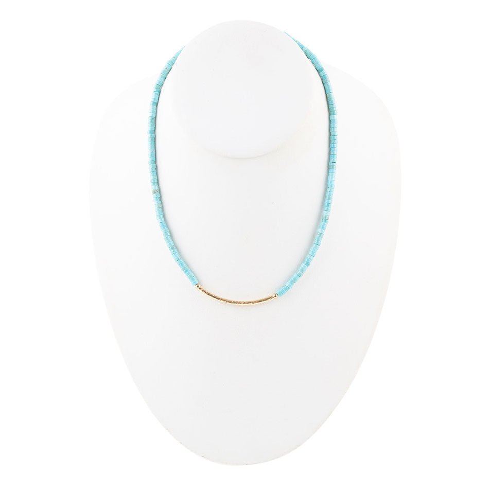 Little Bit Turquoise Golden Bar Necklace Barse Jewelry