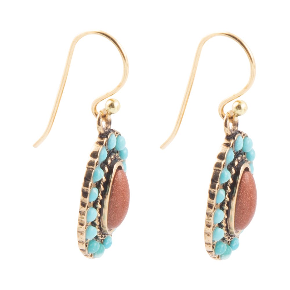Little Sedona Turquoise and Goldstone Earrings Barse Jewelry