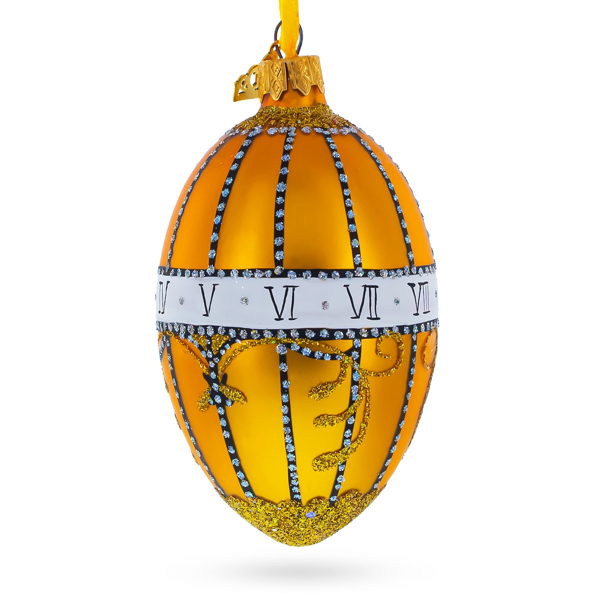 1899 Bouquet of Lilies Clock Royal Egg Glass Ornament 4 Inches BestPysanky