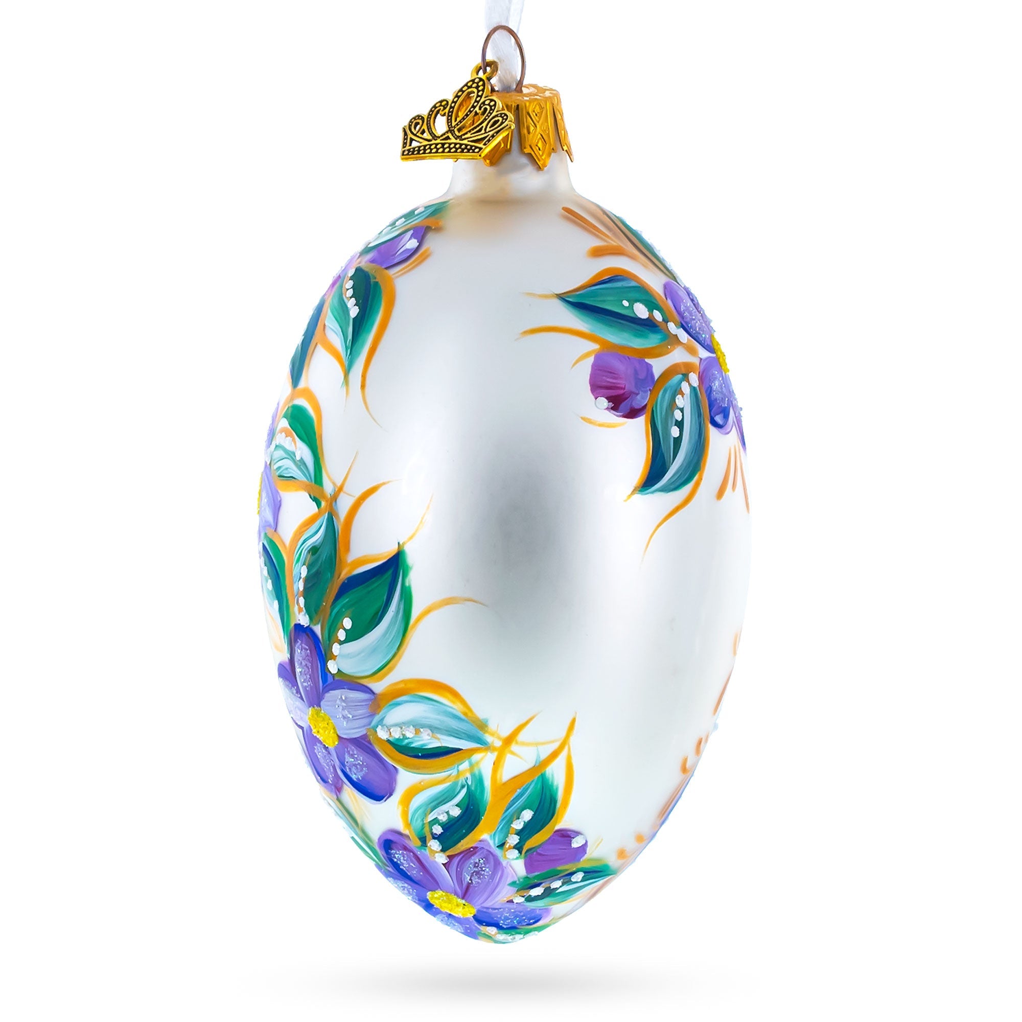Blye Songbird with Blossoms Glass Egg Ornament 4 Inches BestPysanky
