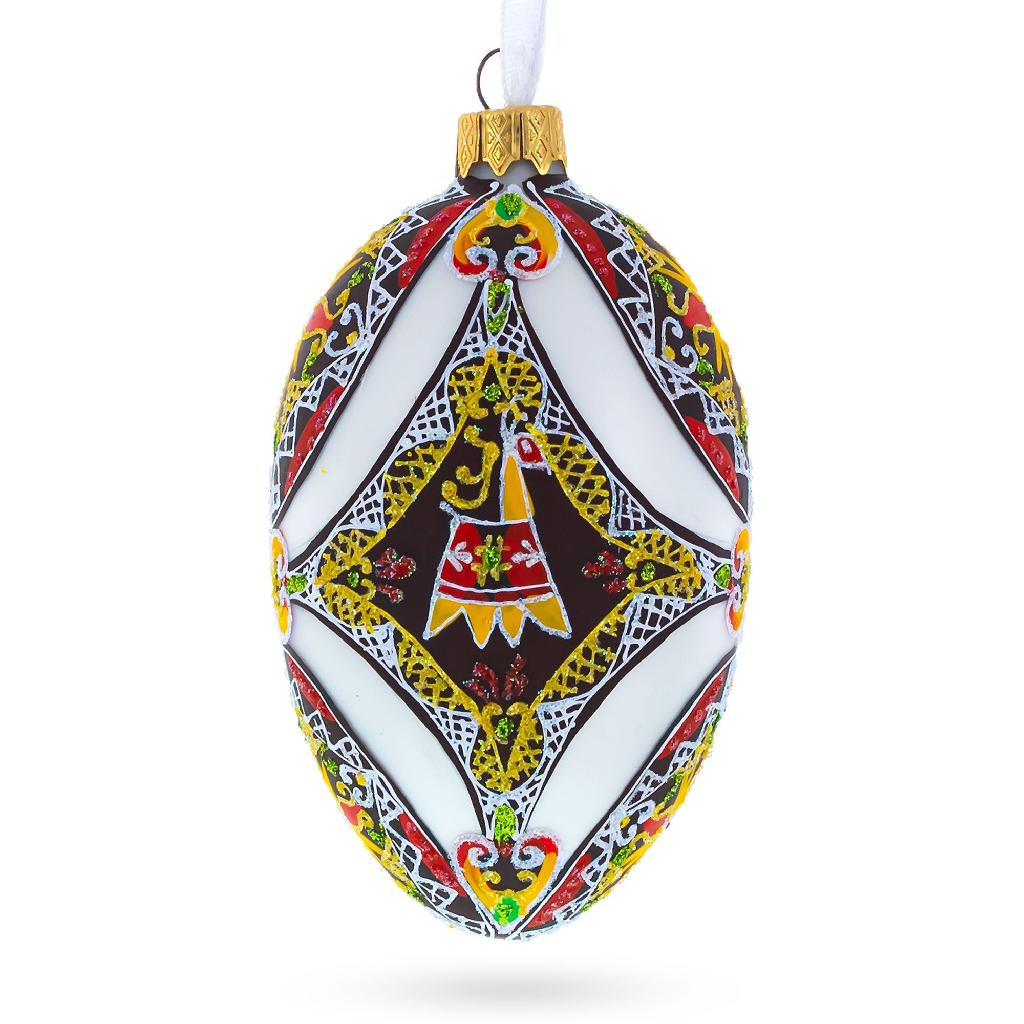 The Horse Ukrainian Glass Egg Ornament 4 Inches BestPysanky