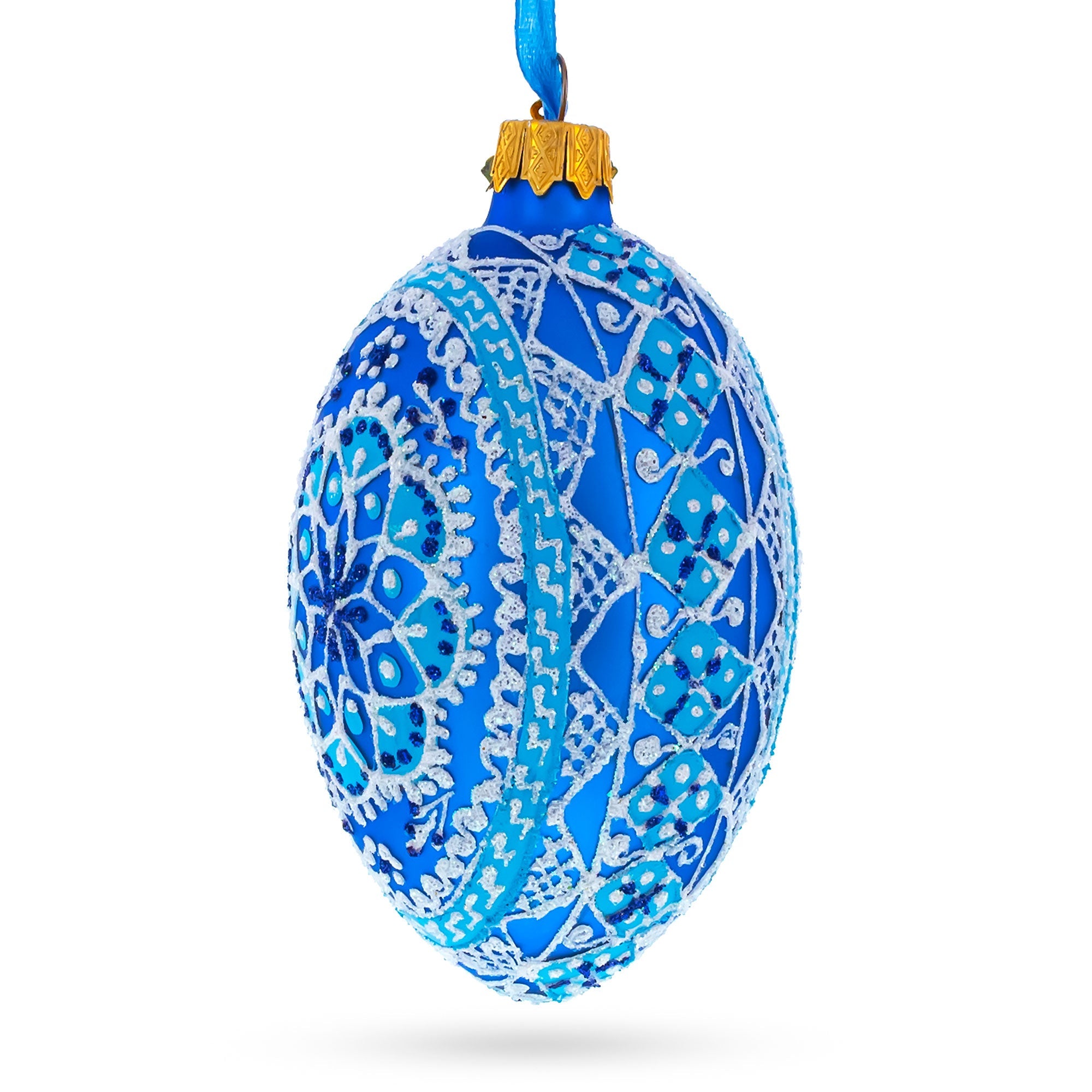 Spire Star Ukrainian Glass Egg Ornament 4 Inches BestPysanky