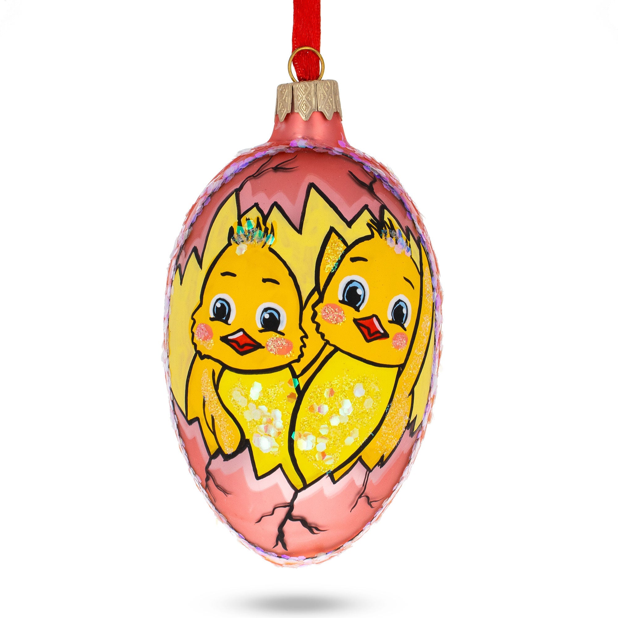 Two Chicks Egg Glass Ornament 4 Inches BestPysanky