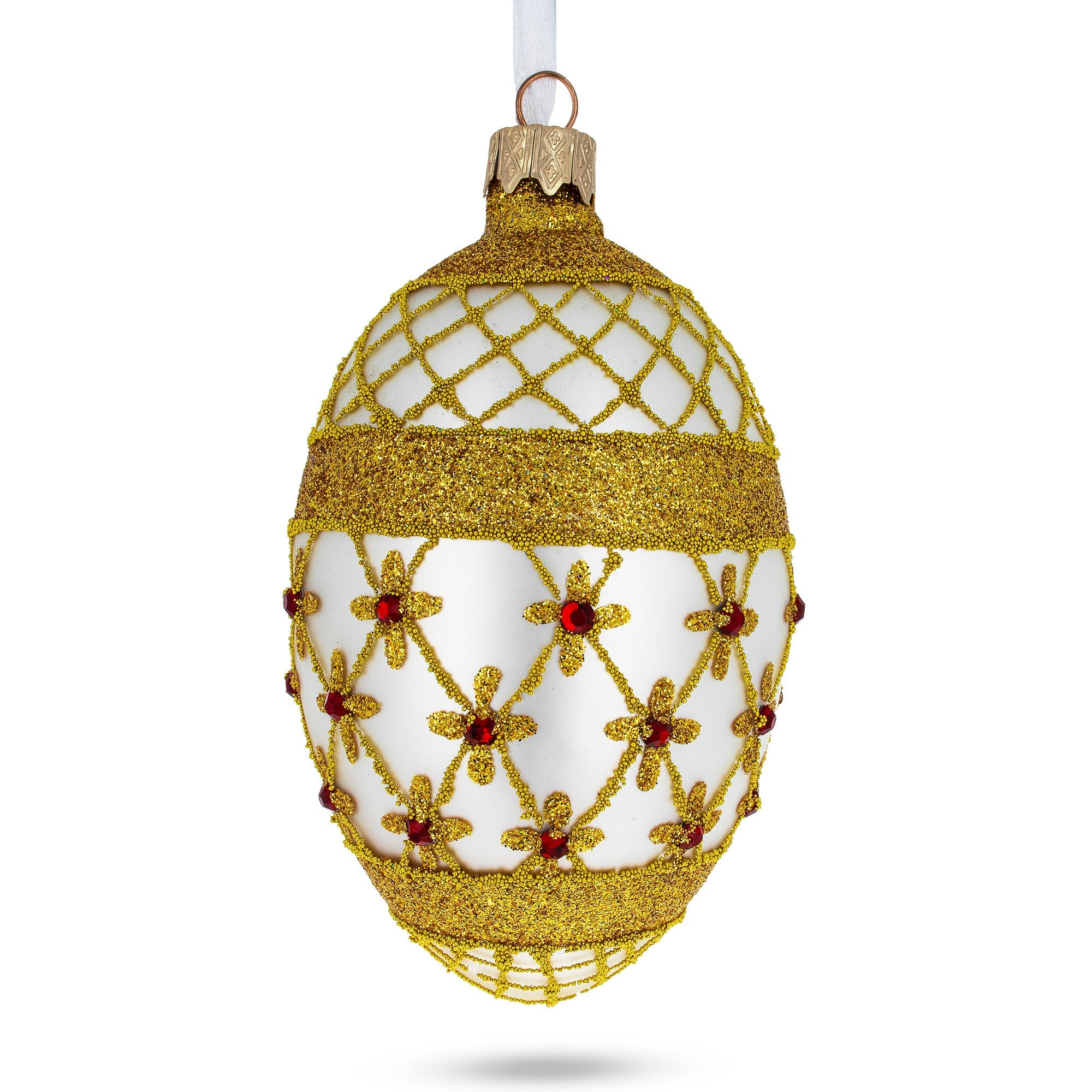 Gold Stars On Trellis Egg Glass Ornament 4 Inches BestPysanky