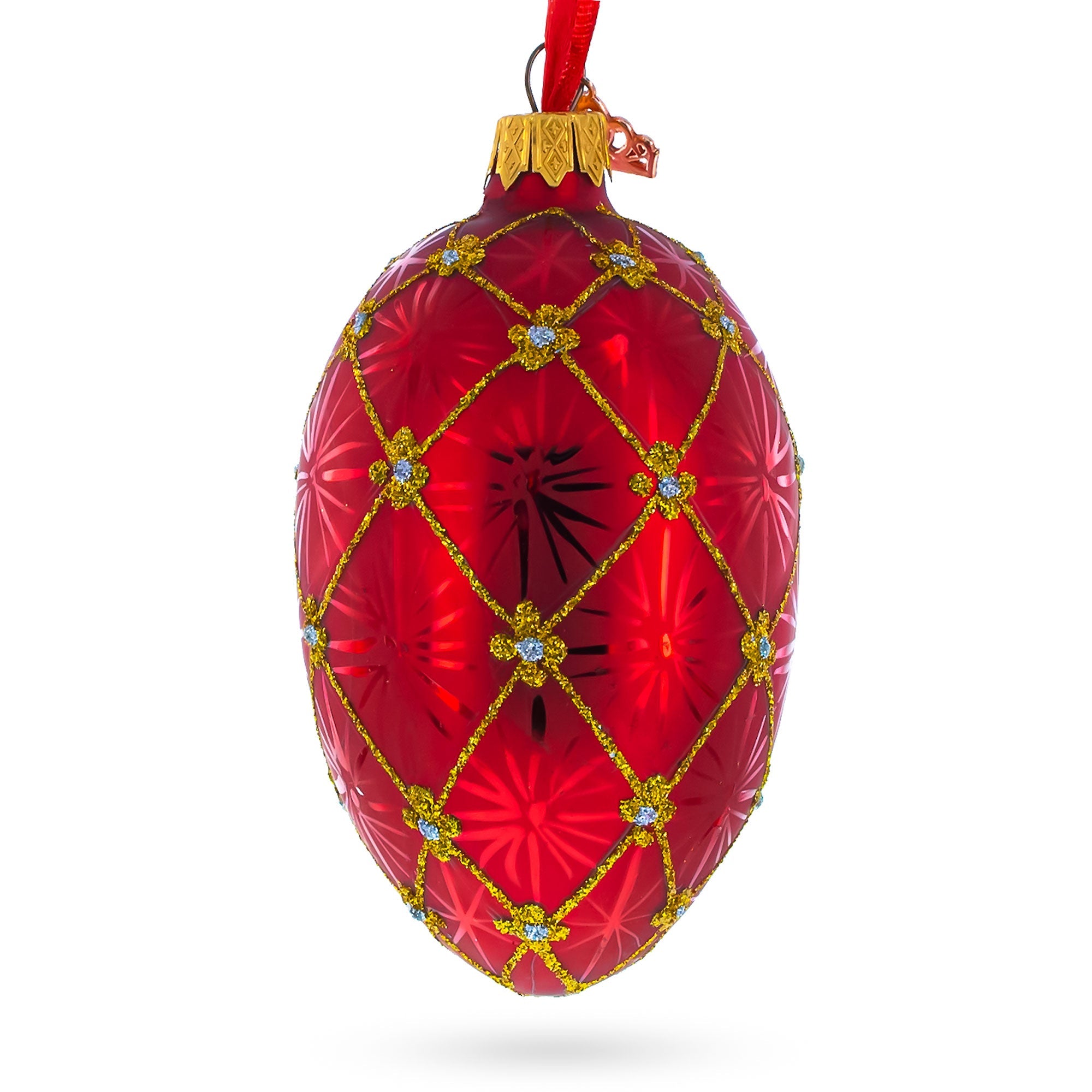 1897 Coronation In Red Royal Egg Glass Ornament 4 Inches BestPysanky