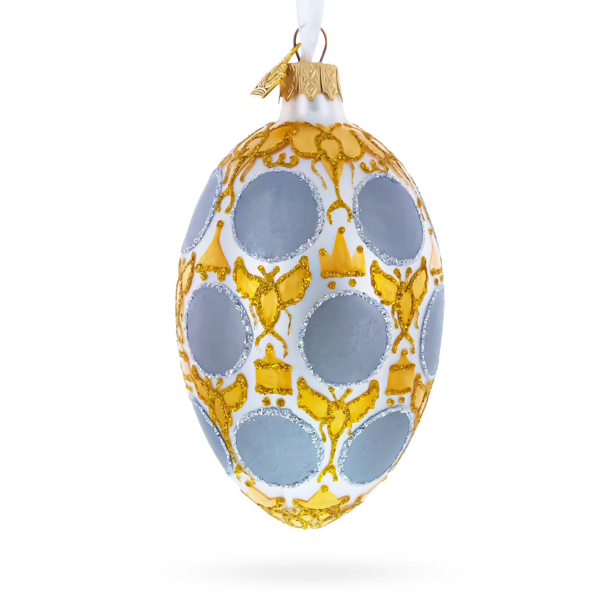 1913 Romanov Tercentenary Royal Glass Egg Ornament 4 Inches BestPysanky