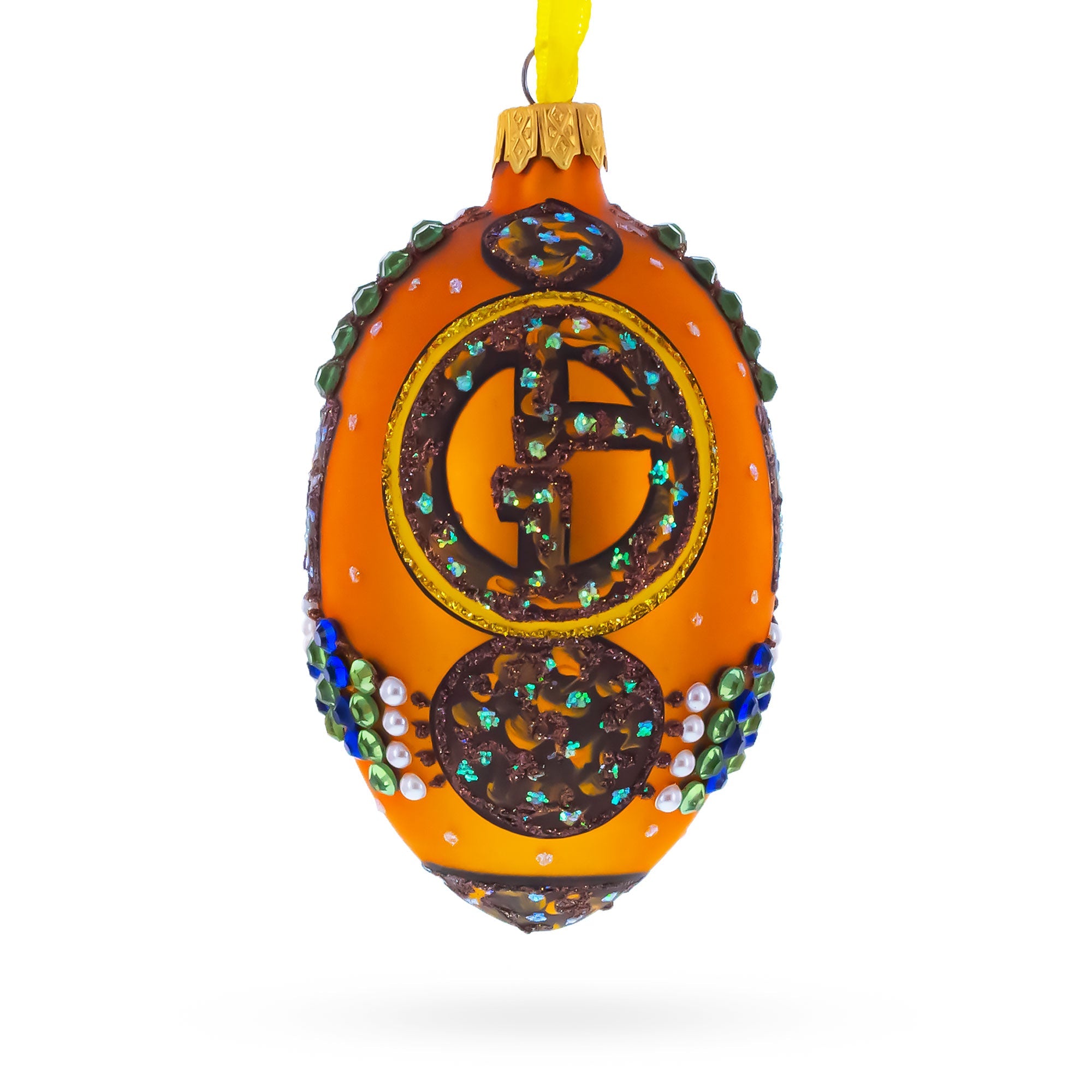 Italian Couturier Fine Earring Glass Egg Christmas Ornament 4 Inches