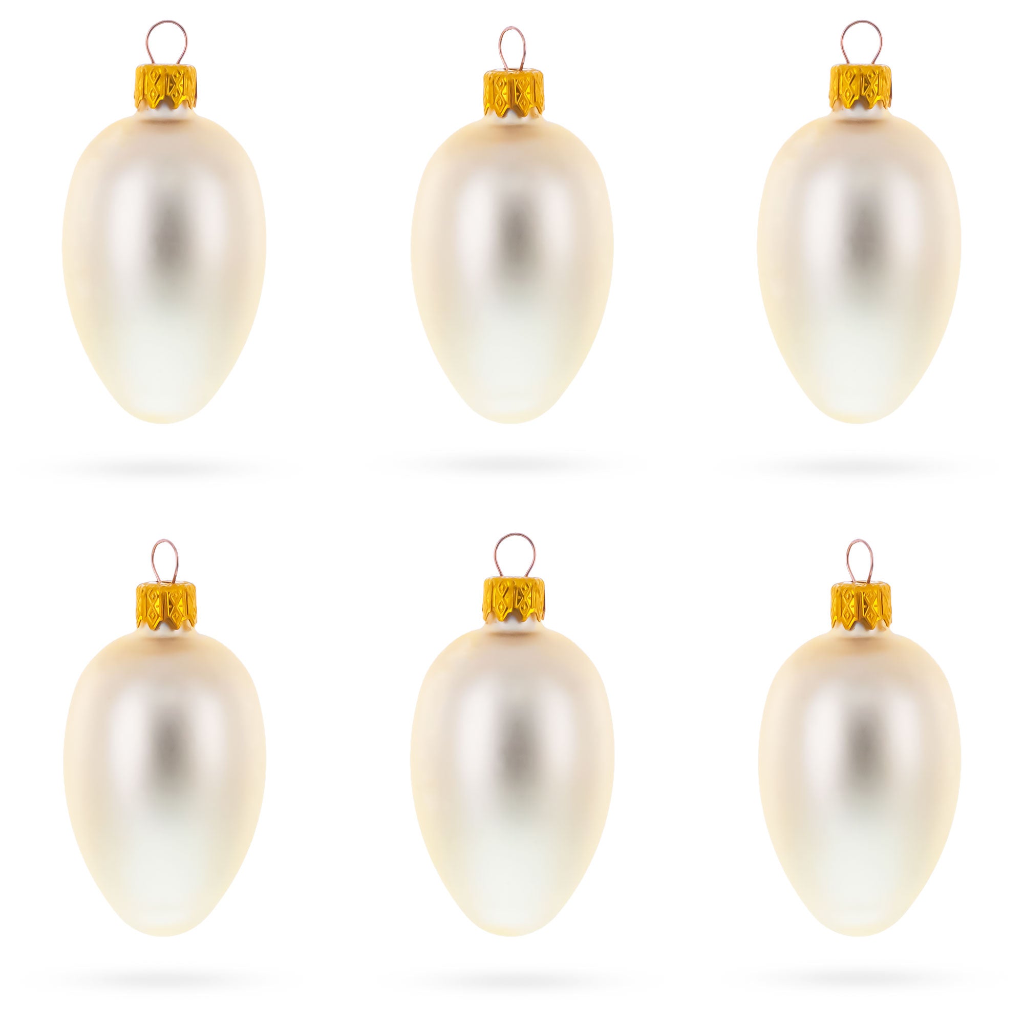 Set of 6 Champagne Mini Glass Egg Ornaments 2.9 Inches