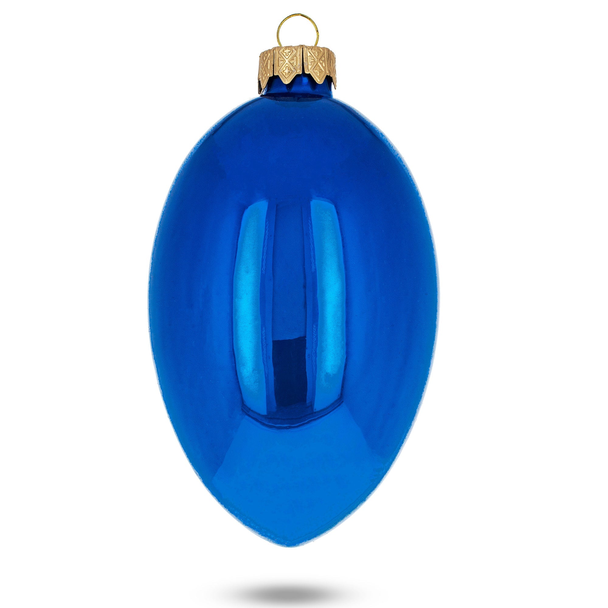 Set of 6 Blue Glossy Glass Egg Ornaments 4 Inches