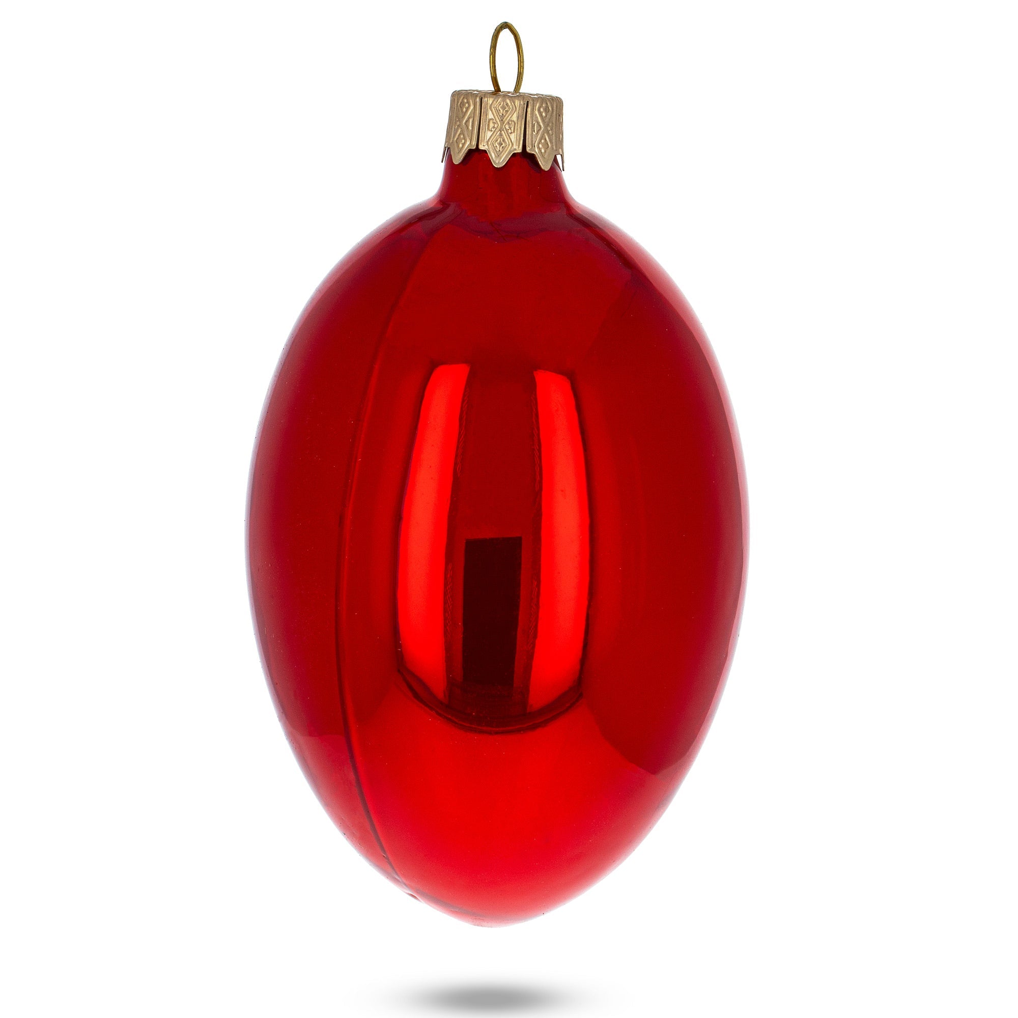Set of 6 Red Glossy Glass Egg Ornaments 4 Inches