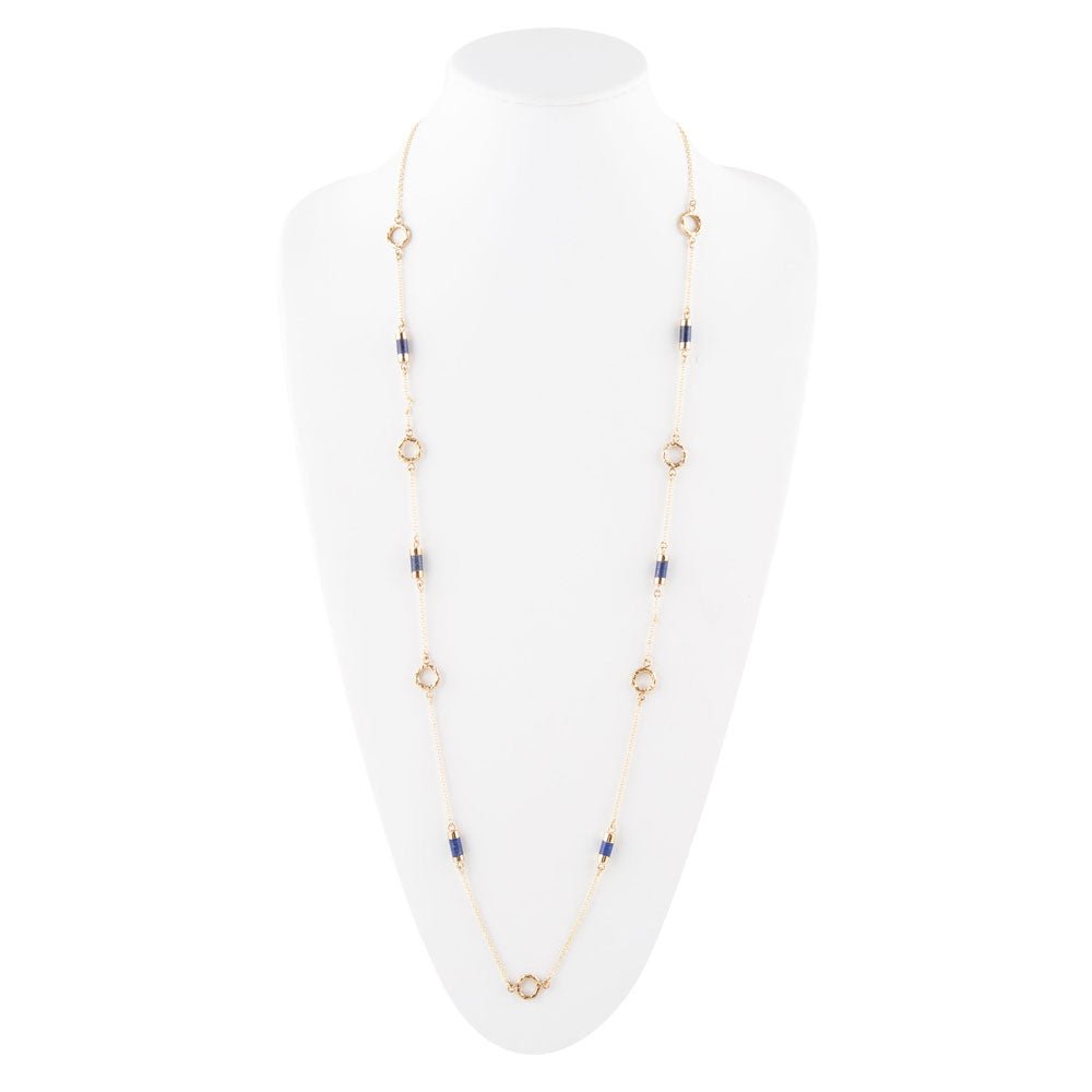 Long Delicate Lapis and Bronze Necklace Barse Jewelry