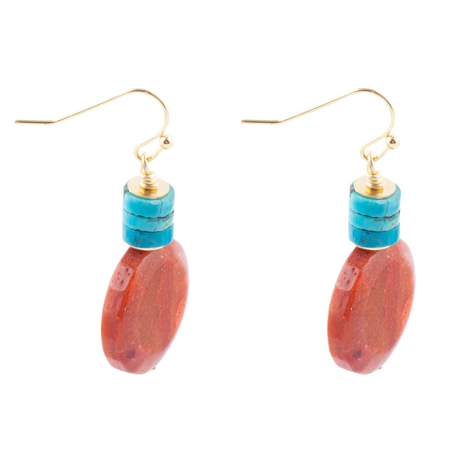 Longhorn Coral and Turquoise Drop Earrings Barse Jewelry