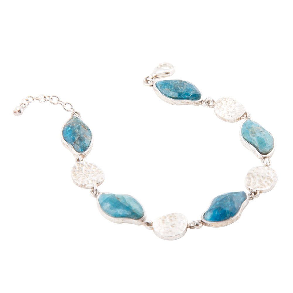 Luna Blue Apatite and Sterling Silver Line bracelet Barse Jewelry