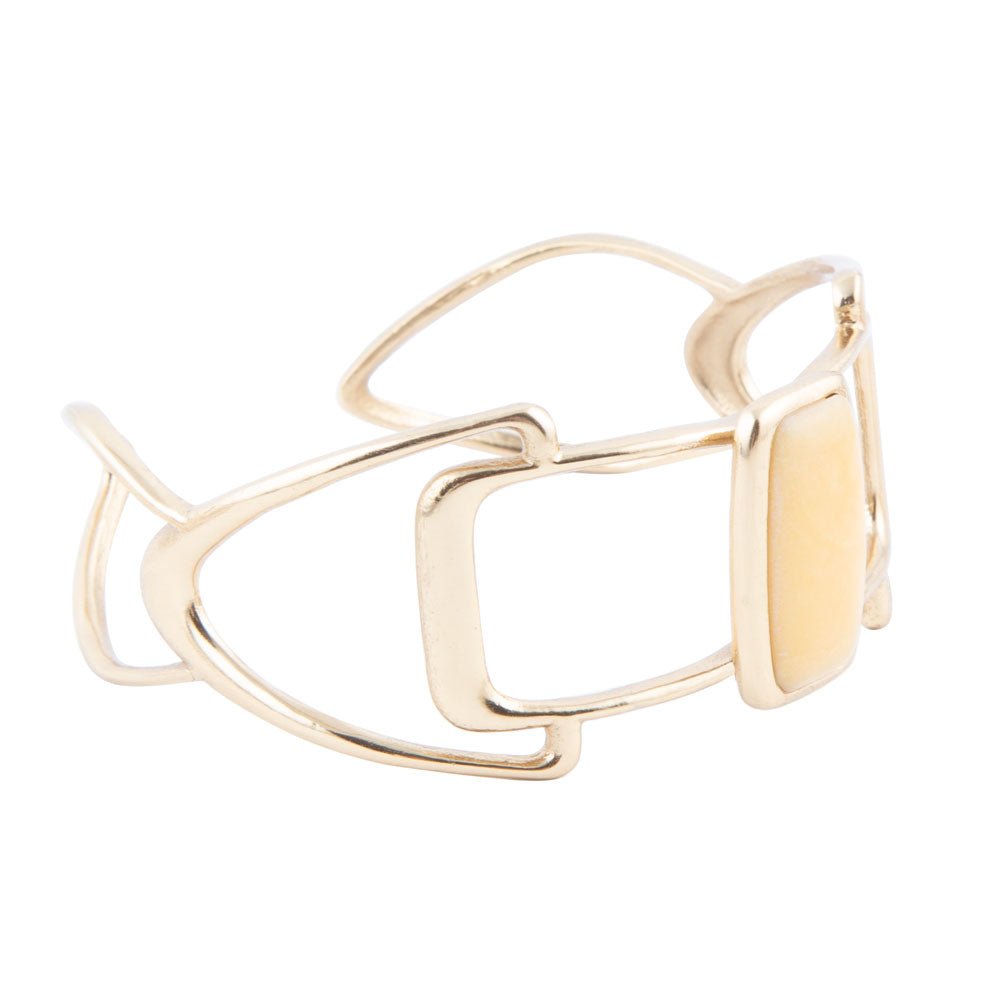 Luster Yellow Agate and Golden Cuff Bracelet Barse Jewelry