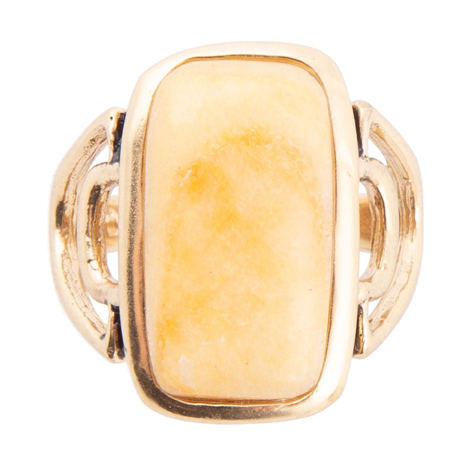 Luster Yellow Agate Golden Statement Ring Barse Jewelry