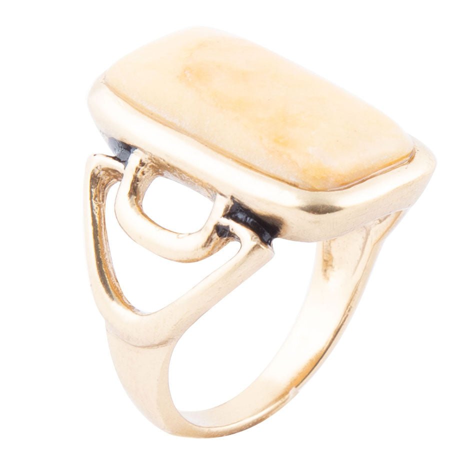 Luster Yellow Agate Golden Statement Ring Barse Jewelry