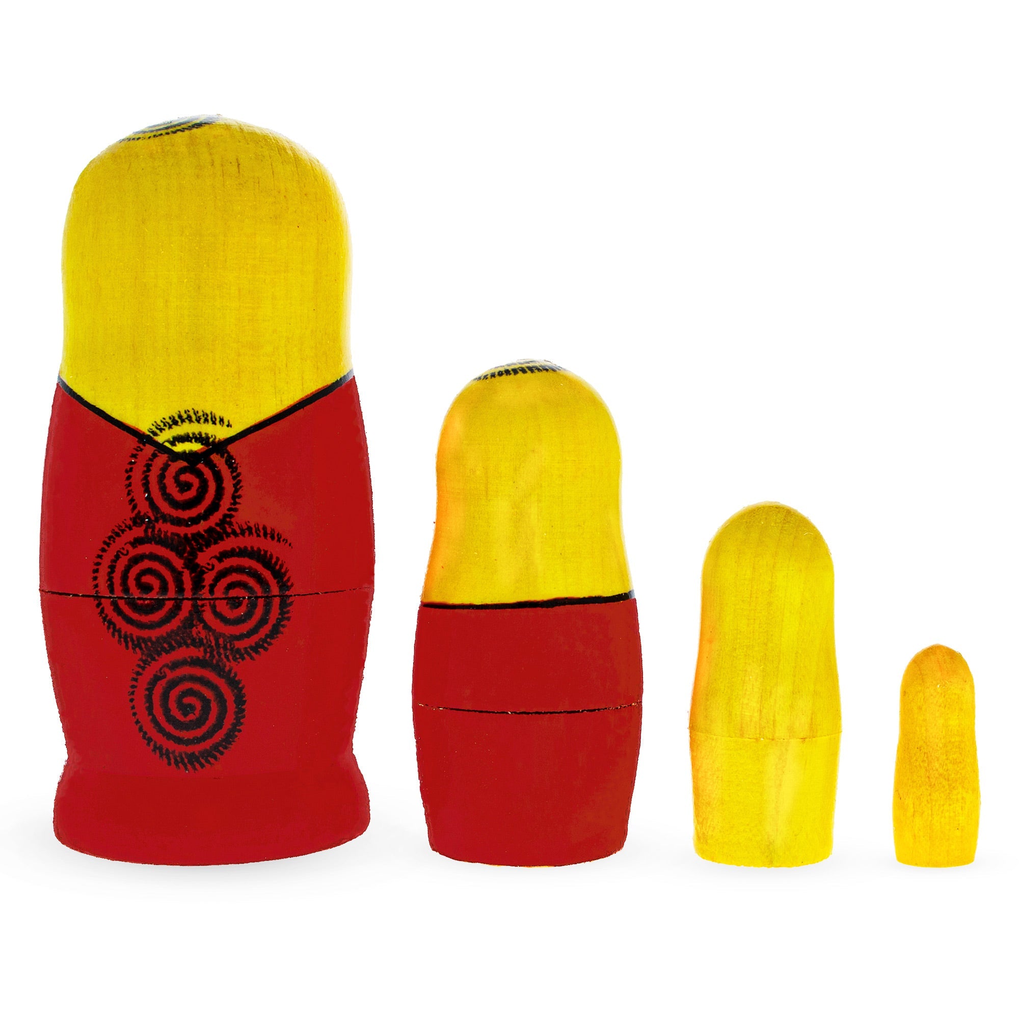 4 Pieces Girl with Yellow Scarf Matryoshka Wooden Nesting Dolls