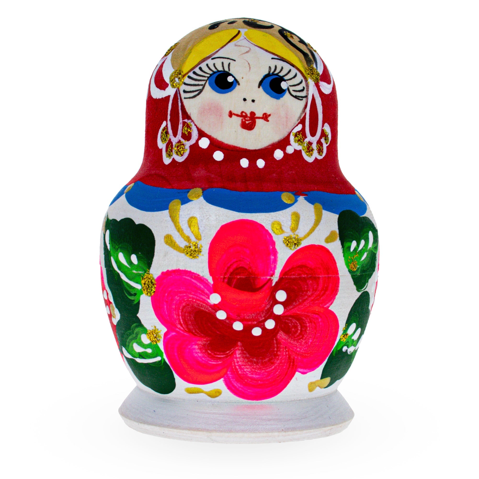 Beautiful Wooden with Red Color Hood and Pink Flowers Nesting Dolls BestPysanky