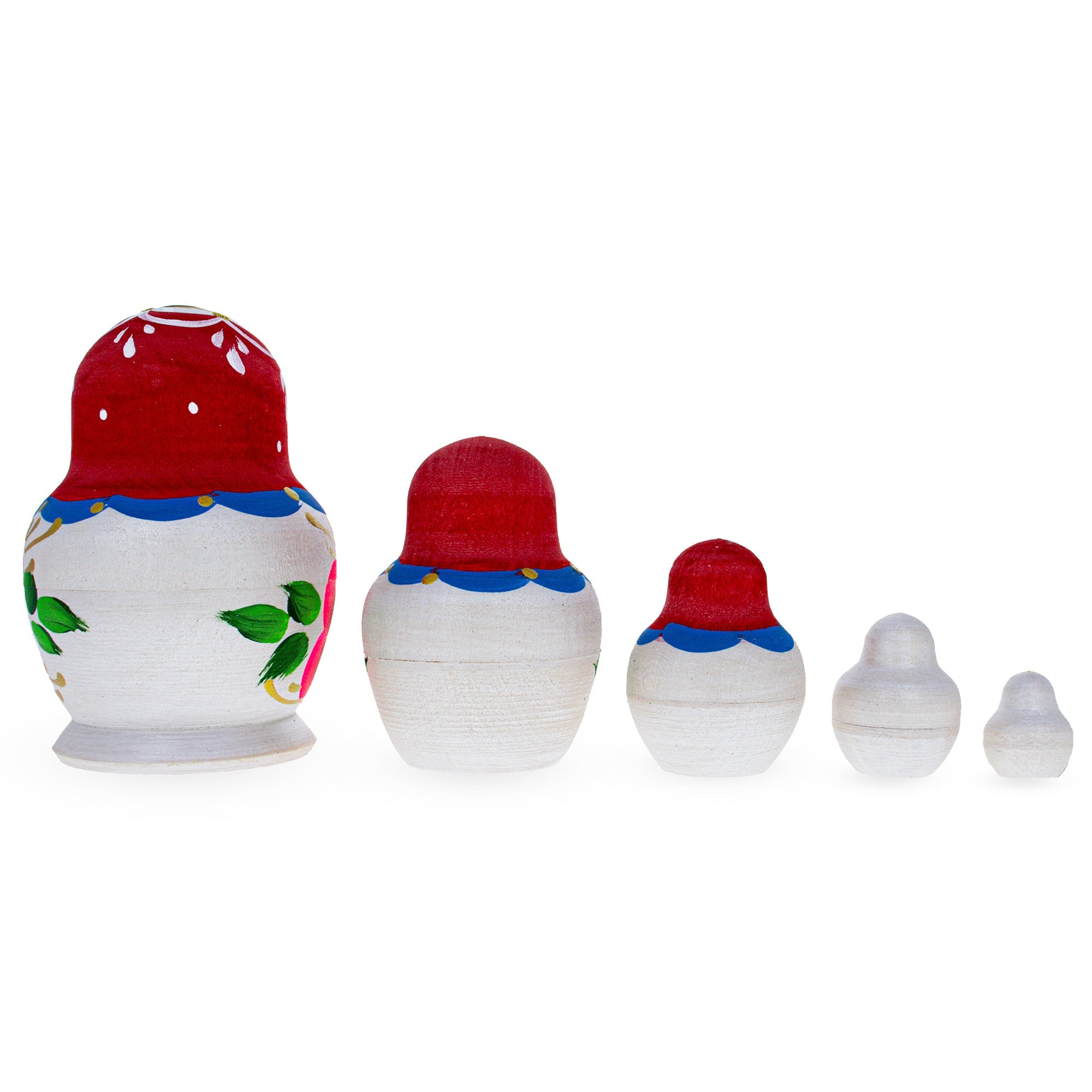 Beautiful Wooden with Red Color Hood and Pink Flowers Nesting Dolls BestPysanky