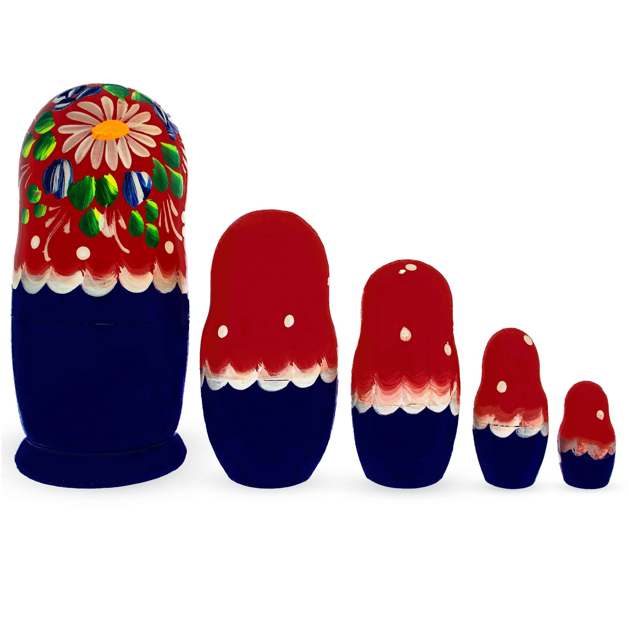 5 Pieces Daisy Multicolor Miniature Wooden Nesting Dolls