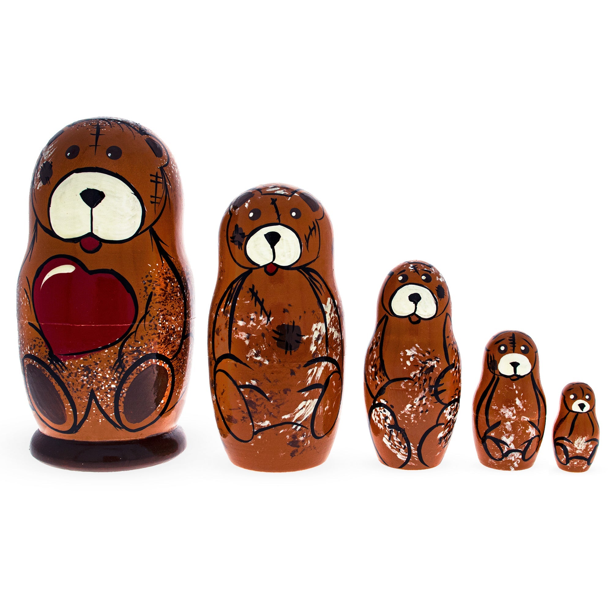 5 Pieces Bear Family Wooden Nesting Dolls