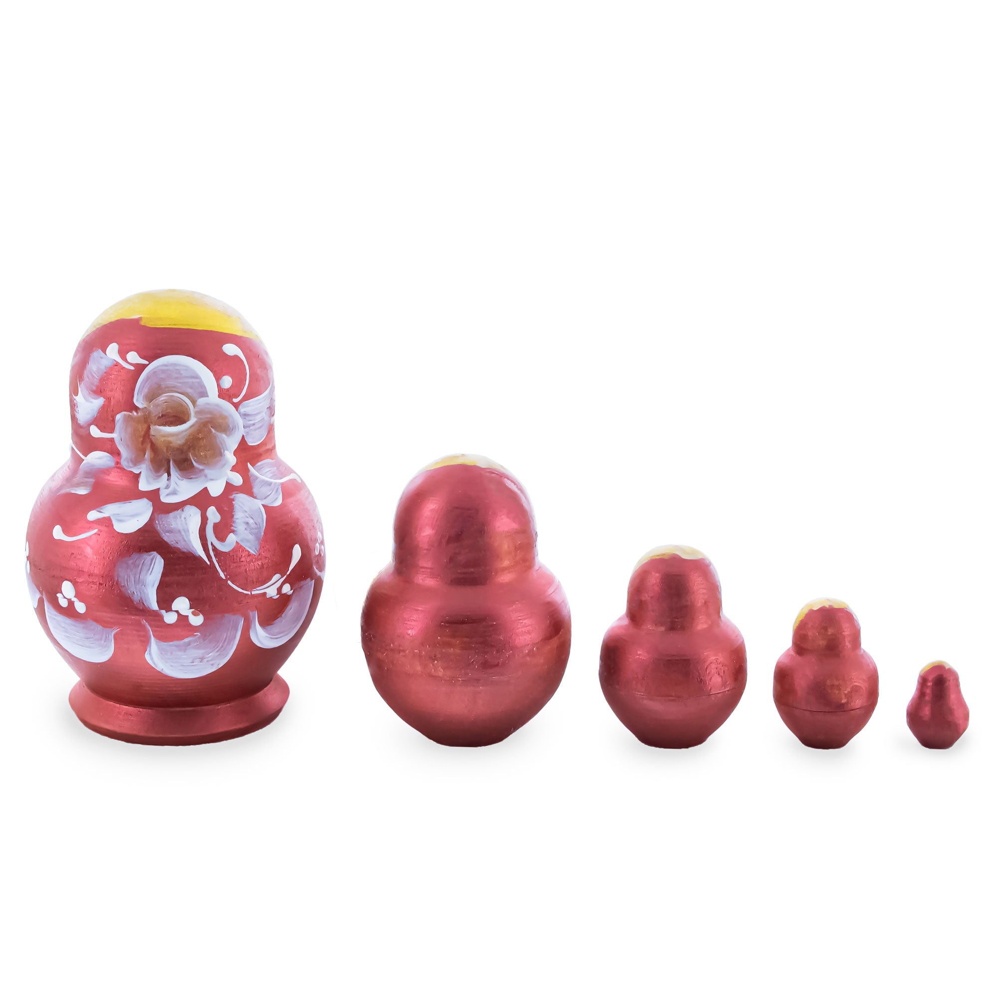 Velvet Color with White Flowers Wooden Nesting Dolls