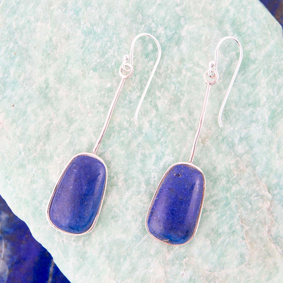 Madeleine Blue Lapis and Sterling Silver Drop Earrings Barse Jewelry