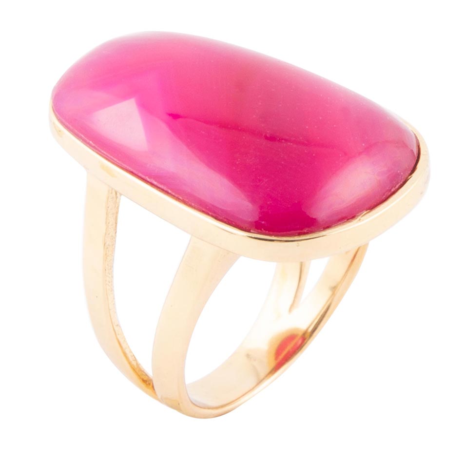Madeleine Pink Agate Golden Ring Barse Jewelry