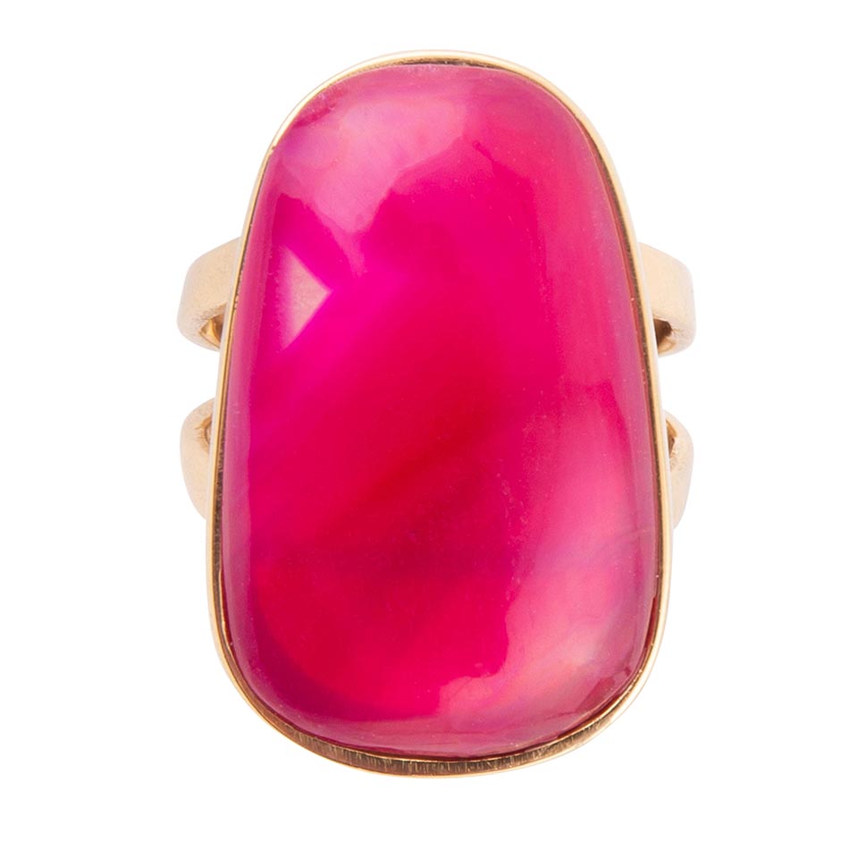 Madeleine Pink Agate Golden Ring Barse Jewelry