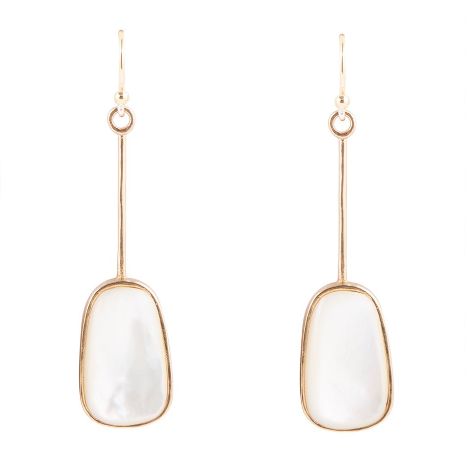 Madeleine White Mother of Pearl and Bronze Earrings Barse Jewelry